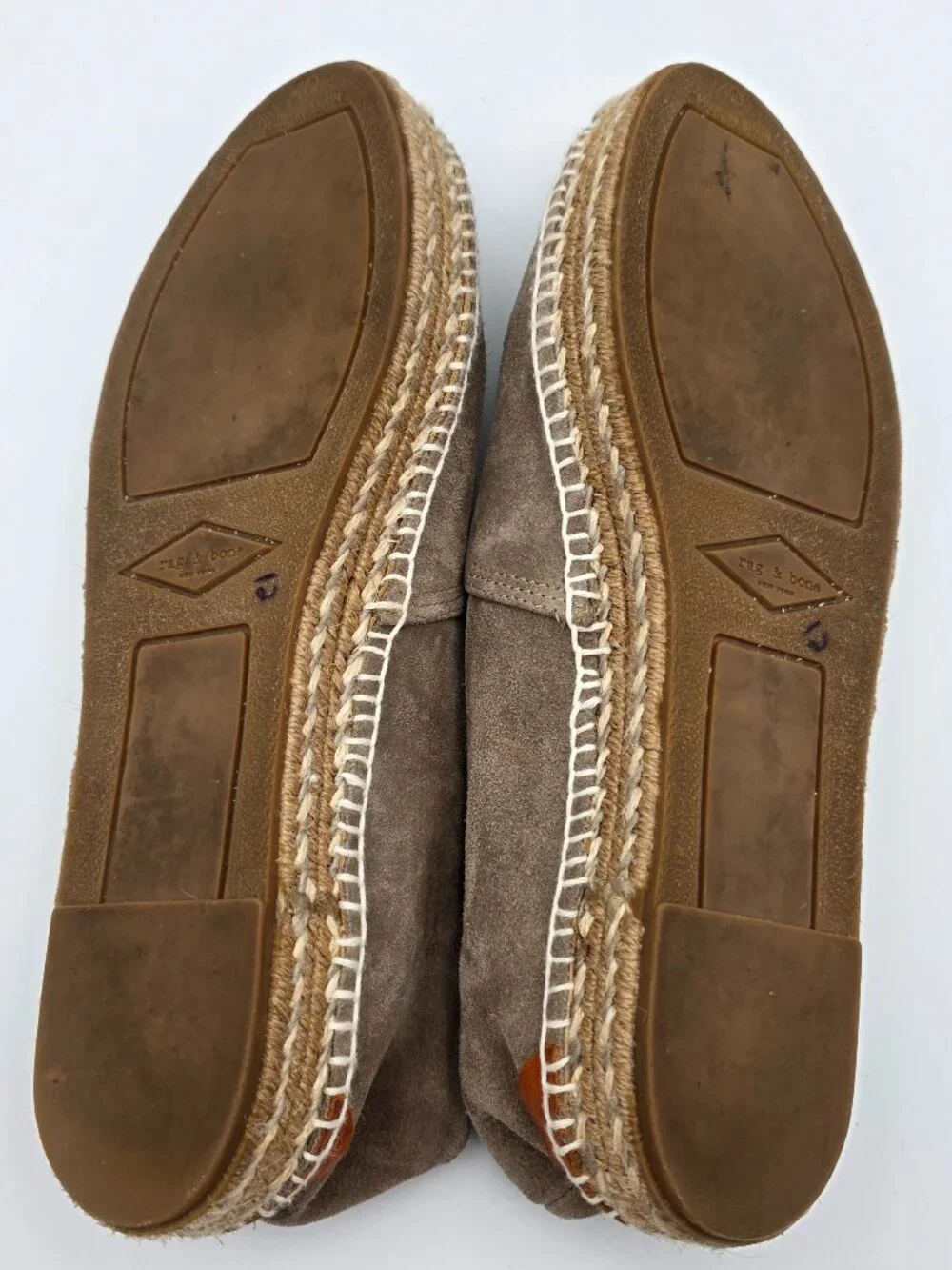 rag & bone Noa Suede Espadrille Flats Taupe Gray Size 40
